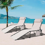BlueWish 2 Pack Folding Lounge Chair, Patio Chaise Lounges with Powder-Coated Steel Frame - Photo 3