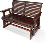 Fortune Candy Wooden Patio Glider with High Roll Back and Deep Contoured Seat, Solid Fir Wood, 2-Seater - Photo 1