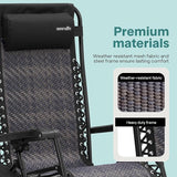 SereneLife Zero Gravity Lounge Chair Set of 2 – Outdoor Reclining Patio Chairs with Rattan Side Table - Photo 7