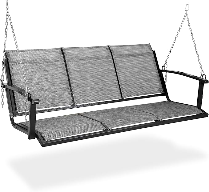 Textilene 3 Seat Hanging Swing, 5.2FT Patio Bench Swing - Photo 9