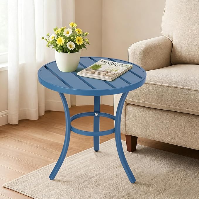 Outdoor Side Tables, Weather Resistant Iron Patio End Table - Photo 2