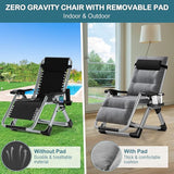 NAIZEA Padded Zero Gravity Chair, Folding Outdoor Lounge Chairs, Adjustable Reclining Camping Chairs with Cup Holder - Photo 4