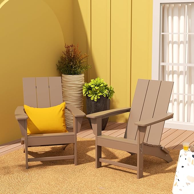 WestinTrends Ashore Modern Outdoor Folding Adirondack Chair (Set of 2), Weathered Wood