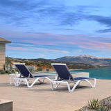 PURPLE LEAF Patio Chaise Lounge Chair Set of 3 Outside Aluminum Plastic Stackable Tanning Chairs for Pool Sunbathing - Photo 4