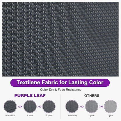 PURPLE LEAF Outdoor Chaise Lounge Set of 3 Plastic Pool Lounge Chair with Metal Side Table Patio Stackable Lounger Chair for Poolside Sunbathing Beach Deck Yard, Dark Grey