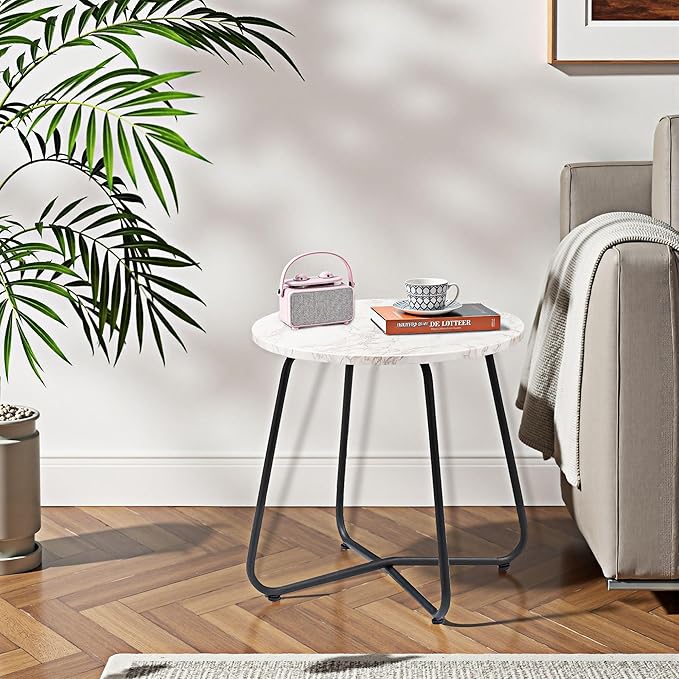 VECELO 17.7 inch Small Round Outdoor Side Table, Patio End Table - Photo 2