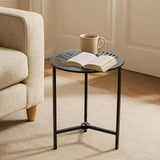 Party Zealot Set of 2 Small Round Metal Side Tables, 13-Inch Black Outdoor End Tables for Patio, Balcony - Photo 8