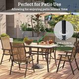 soges 47in Outdoor Patio Bistro Coffee Tea Table, Rectangular Tempered Glass Steel Frame Dining Table with Umbrella Hole - Photo 7