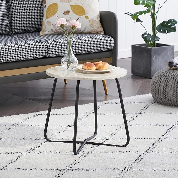 VECELO 2 Set Outdoor Side Table, 17.7 inch Small Round Patio Table - Photo 5