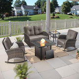 Belord 5 Pieces Patio Furniture Set with 50000 BTU Propane Fire Pit Table, All-Weather Patio Rocking Chairs - Photo 1