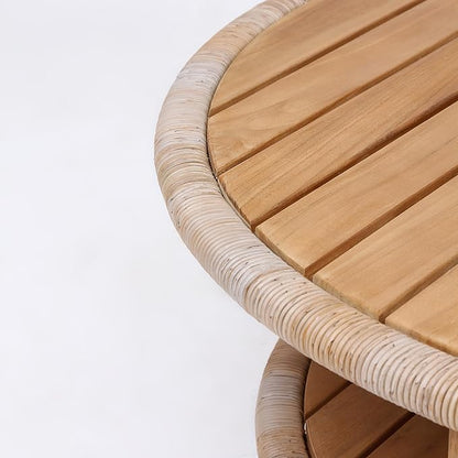 Cambridge Casual Seaside Wood Outdoor Coffee Table, Natural Teak/All-Weather Wicker