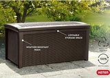 Keter Borneo 110 Gallon Resin Deck Box - Organization and Storage for Patio Furniture, Outdoor Cushions, Throw Pillows - Photo 7