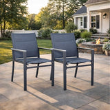 Kozyard Outdoor Patio Dining Chairs Set of 2, Rust-Resistant Aluminum Frame, Padded Textilene Fabric - Photo 2