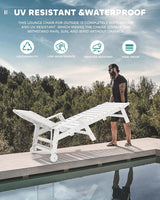 SERWALL Patio Chaise Lounge Chair, 78'' Long HDPE 5 Positions Adjustable Outdoor Lounger - Photo 6