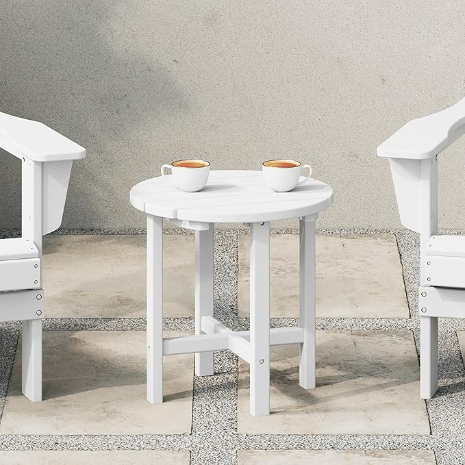 WestinTrends Dylan Adirondack Round Outdoor Side Table, White - Photo 2