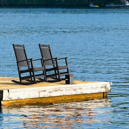 FUNBERRY Outdoor Rocking Chairs Set of 4, HDPE All Weather Poly Lumber Rocker, High Back Patio Rockers Easy Assembly