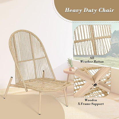 Athena Collection Patio Wicker Egg Chair with Folding Canopy, All-Weather Rattan Patio Lounge Chair with Sun Shade, Balcony Furniture Outside Seating for Front Porch, Garden, Poolside, Outdoor, Blue
