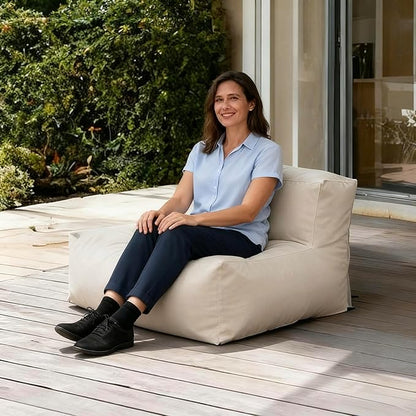 Patio Armless Chair, Outdoor Middle Bean Bag Chair, Daybed Sofa Comfy Couch, Modular Patio Sectional Sofa, Water-Resistant Olefin Fabric, High-Density Foam Filled, Comfy Lounge Seat, Light Beige