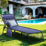 Unovivy Outdoor Chaise Lounge Chairs Set of 2, Portable Folding Pool Lounge Chair with 5-Position Reclining Back - Photo 2