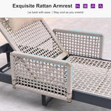 PURPLE LEAF 4 Pieces Outdoor Chaise Lounge Set Rattan Wicker Lounger with Arms Poolside Furniture Adjustable Recliners - Photo 4