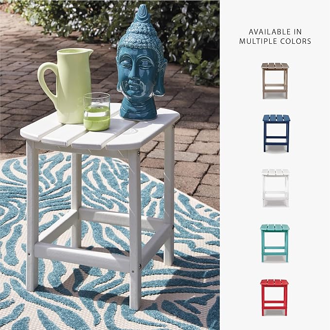 Signature Design by Ashley Sundown Treasure Outdoor Patio HDPE Weather Resistant End Table, White