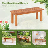 Tangkula Outdoor Backless Bench, Solid Wood Patio Bench w/Slatted Seat - Photo 7