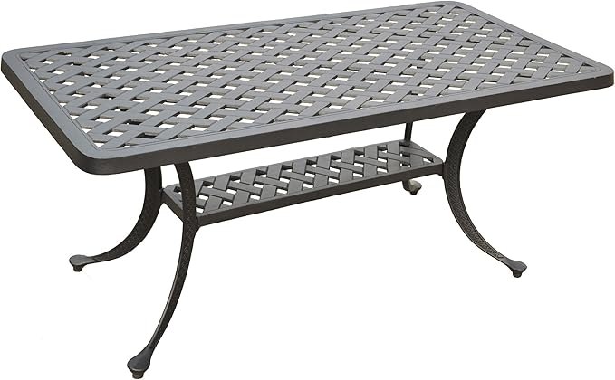Crosley Furniture Sedona Weather Resistant Cast Aluminum Outdoor Coffee Table for Patio, Deck, Porch, Black - Photo 1