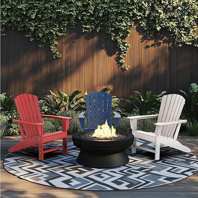 IVY&LANE Adirondack Chairs Set of 2 | Wood Grain HDPE Plastic | Outdoor Fire Pit Chairs | Oversized | All-Weather | Dark Brown | for Outside Deck Backyard Patio Poolside Porch Lawn