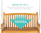 Best Choice Products 48in Wood Porch Swing Outdoor Patio Hanging Bench Chair Furniture for Deck, Garden - Photo 4