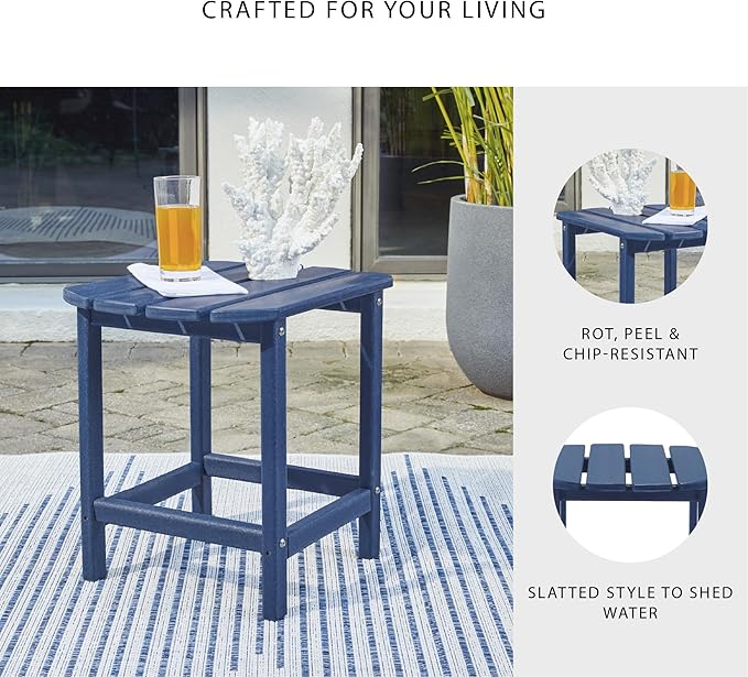 Signature Design by Ashley Outdoor Sundown Treasure HDPE End Table, Blue - Photo 5