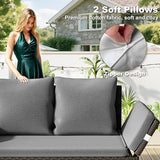 TAVATA Outdoor Patio Sofa, Woven Rattan Patio Loveseat with Adjustable Armrests & Removable Cushions - Photo 5