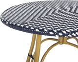 Safavieh PAT4011A Outdoor Collection Kylie Navy and White Rattan Bistro Table - Photo 7
