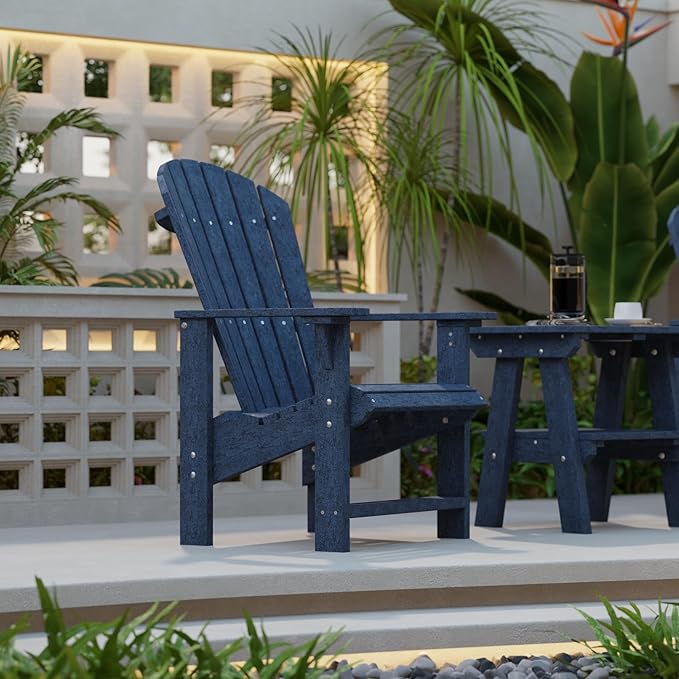 Wildridge Heritage Upright Adirondack Chair, Patriot Blue - Outdoor All-Weather Poly Furniture for Patio, Deck, Yard