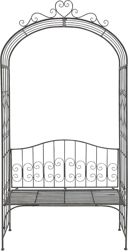 Deco 79 41394 Metal Garden Arch with Bench, 45 by 88-Inch