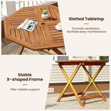Tangkula 35.5" Octagonal Patio Dining Table, Hardwood Outdoor Bistro Table with Slatted Tabletop - Photo 8