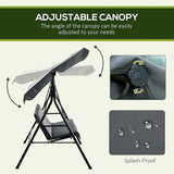 Outsunny 3-Seat Outdoor Patio Swing Chair with Removable Cushion, Steel Frame Stand and Adjustable Tilt Canopy for Patio - Photo 3