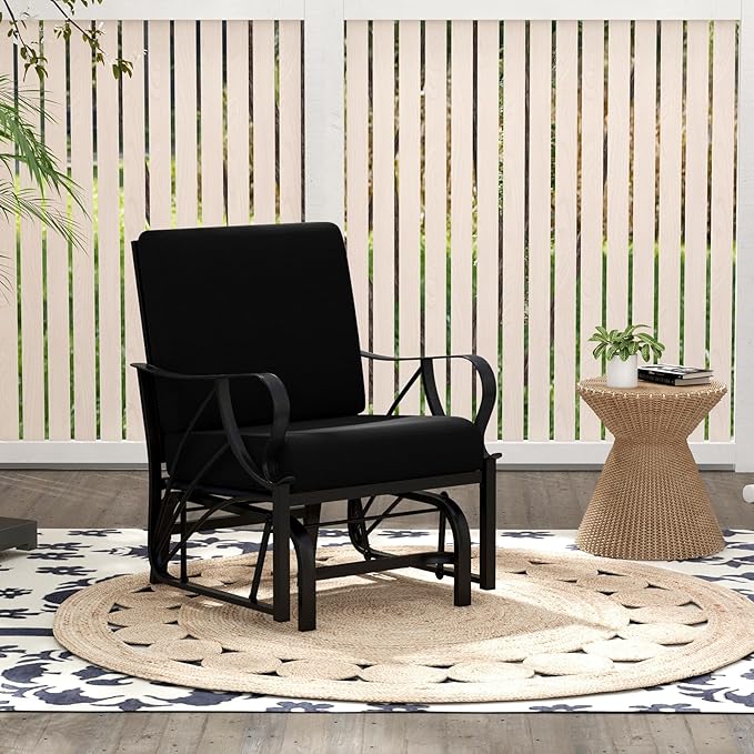 Tangkula Outdoor Patio Glider, Metal Framed Gliding Chair with Cushion - Photo 4