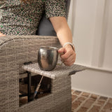 BizChair Indoor/Outdoor Patio Wicker Rattan Recliner Lounge Chair with Flip up Side Table, Gray - Photo 5