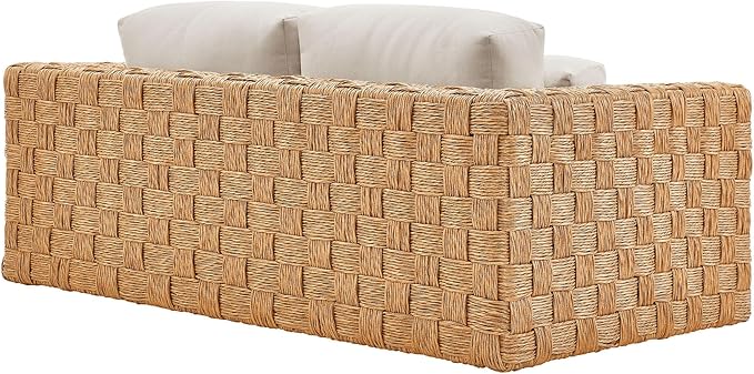 Modway Thames Wicker Rattan Outdoor Loveseat in Natural Light Gray - UV-Resistant Patio Furniture 2-Seater Basket-Weave - Photo 6