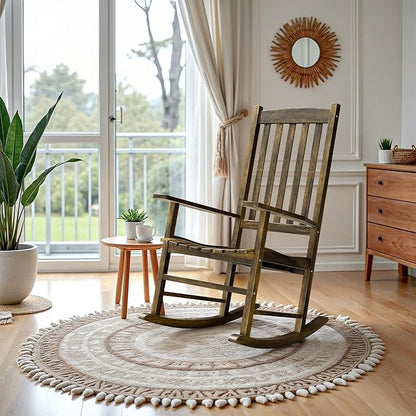 SUPER DEAL Outdoor Rocking Chair Set of 2, All Weather Resistant Wood Outdoor Indoor Patio Porch Rocker Chair,Natural