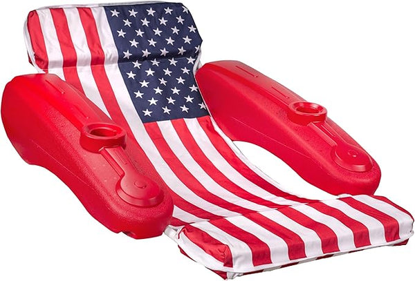 XtremepowerUS USA Patriotic Floating Chaise Pool Lounger Headrest Padded Large Lounge, Backrest - Photo 1