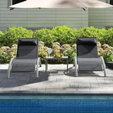 Domi Pool Lounge Chairs Set of 3, Outdoor Chaise Lounge with Side Table - Photo 1