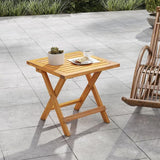 Tangkula Outdoor Folding Side Table, Acacia Wood End Table with X-Shaped Legs & Slatted Tabletop - Photo 9