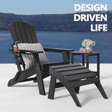 Adirondack Chair with Ottomans Set of 2, HDPE All-Weather Outdoor Footrest - Photo 5