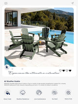 KINGYES Folding Adirondack Chair Set of 2, HDPE All-Weather Patio Chairs with Cup Holder - Photo 8
