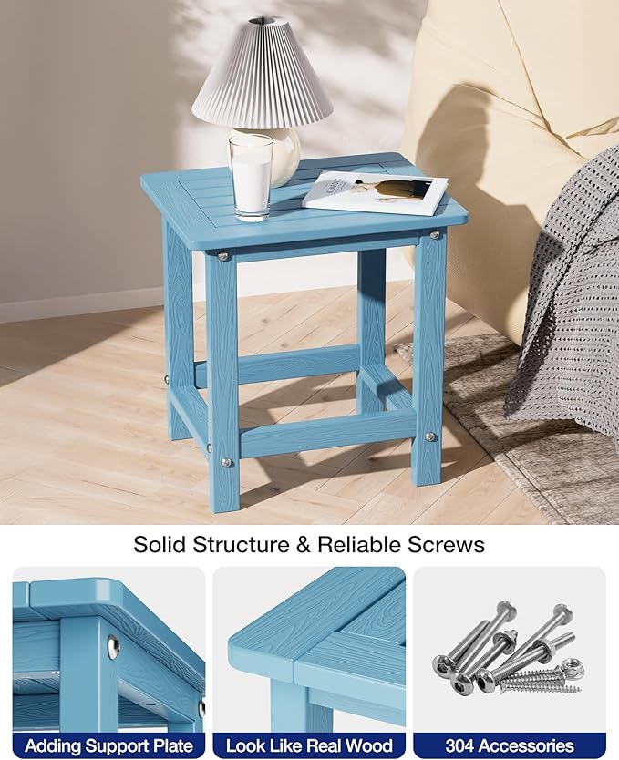 YEFU Outdoor Side Table for Patio: 16" HIPS Weather - Resistant Adirondack Tables - Waterproof Small Square End Tables - Photo 6