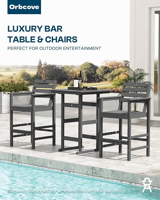 Adirondack Outdoor Bar Table, Durable HDPE Composite, Weather Resistant, Easy to Clean - Photo 6
