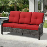 Joyside Outdoor Patio Couch, 3 Seater Outdoor Wicker Sofa with High Back, Deep Seating, Wide Armrest, Thickened Cushions - Photo 6