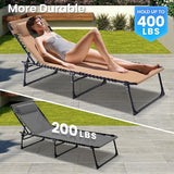 2 Pack Folding Chaise Lounge Chair 5-Position Adjustable Outdoor Recliner 400LB Capacity Portable Patio Camping Beach - Photo 3