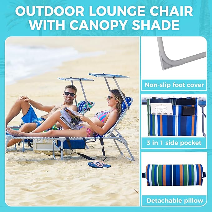 #WEJOY Folding Lounge Chair with Canopy Shade - Photo 7